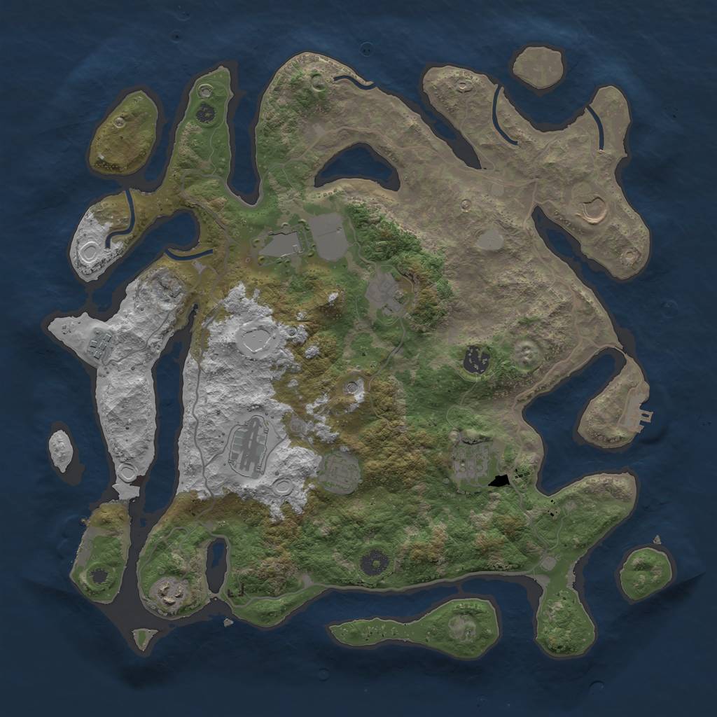 Rust Map: Procedural Map, Size: 4000, Seed: 1506690921, 17 Monuments