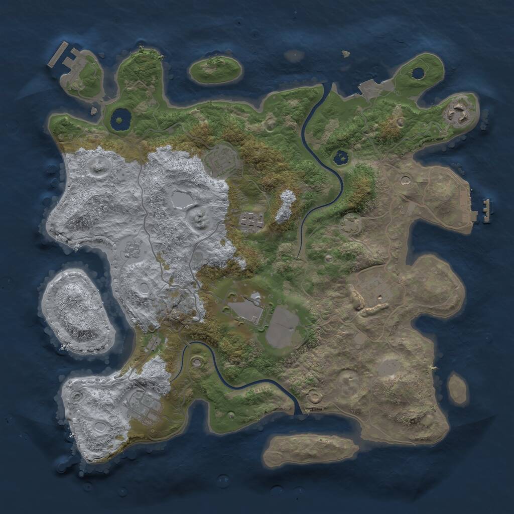 Rust Map: Procedural Map, Size: 3500, Seed: 770916909, 12 Monuments