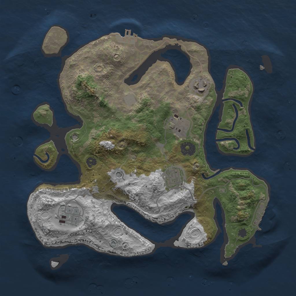 Rust Map: Procedural Map, Size: 3000, Seed: 8376, 12 Monuments