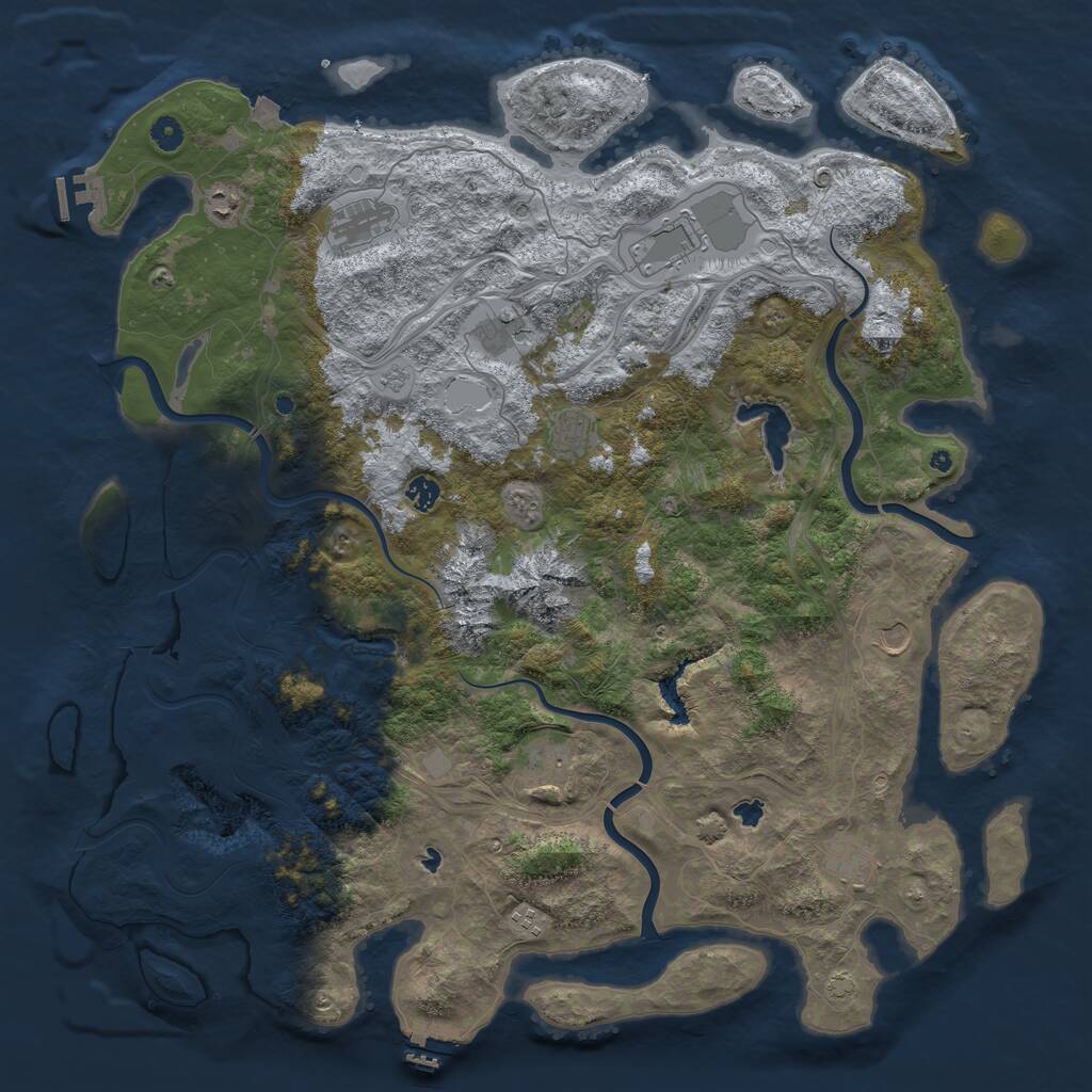 Rust Map: Procedural Map, Size: 5000, Seed: 9461712, 16 Monuments