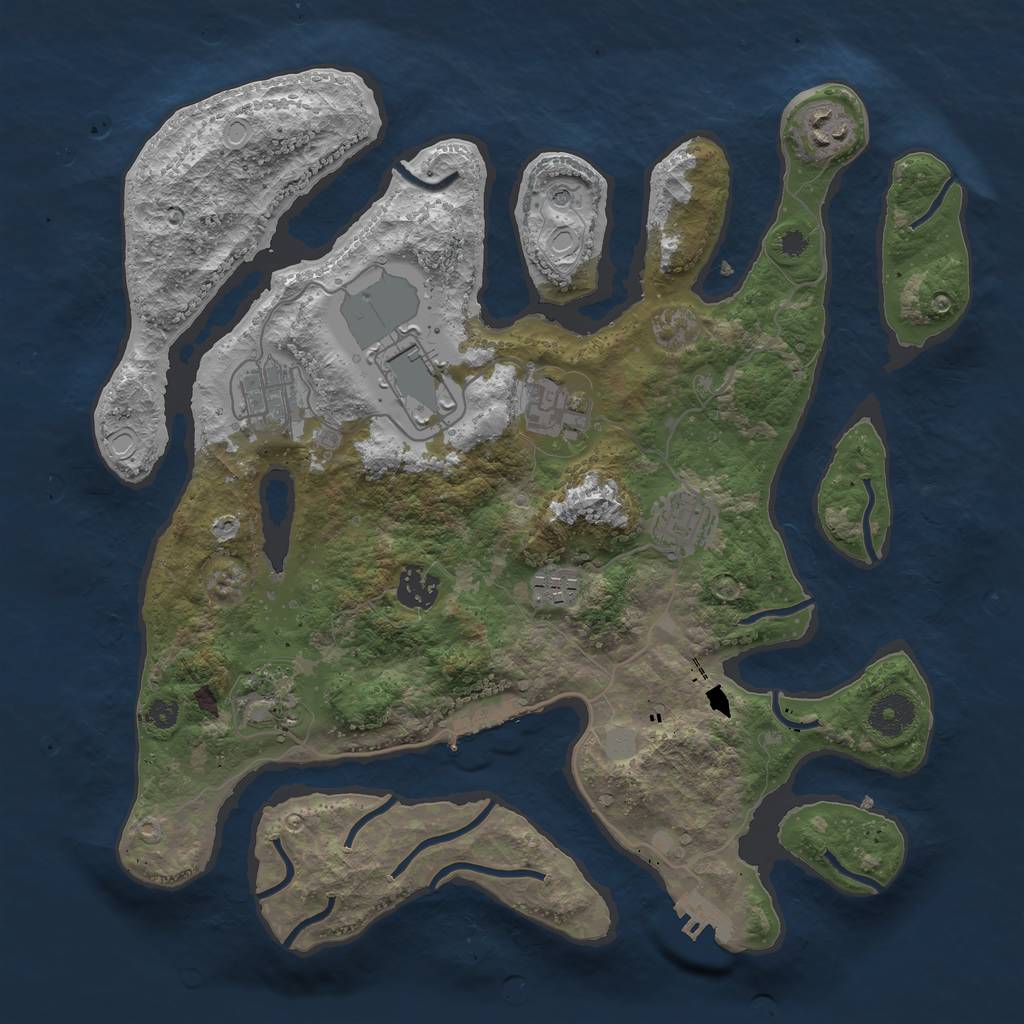 Rust Map: Procedural Map, Size: 3550, Seed: 305677, 16 Monuments