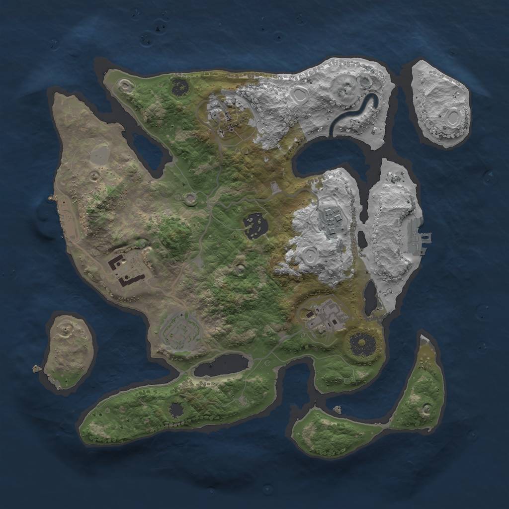 Rust Map: Procedural Map, Size: 3000, Seed: 908880262, 13 Monuments
