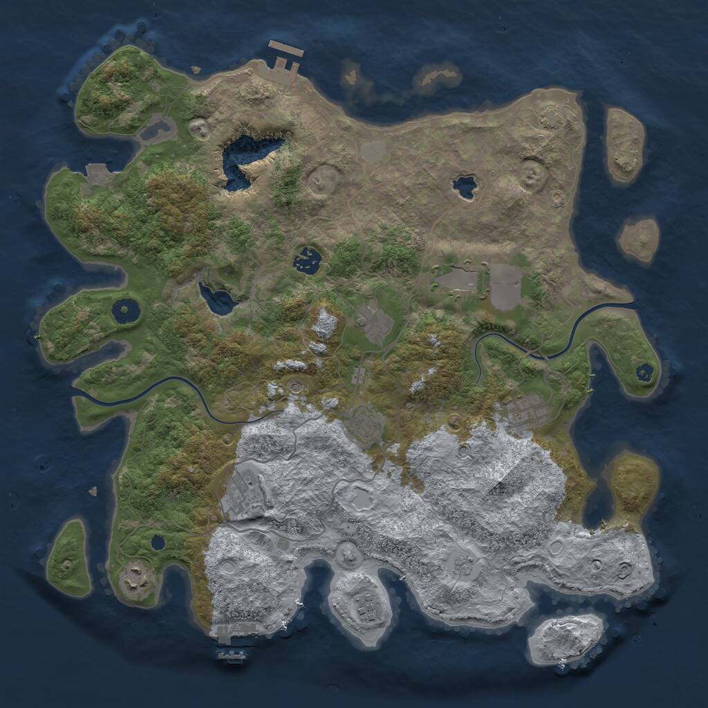 Rust Map: Procedural Map, Size: 4000, Seed: 2415, 14 Monuments