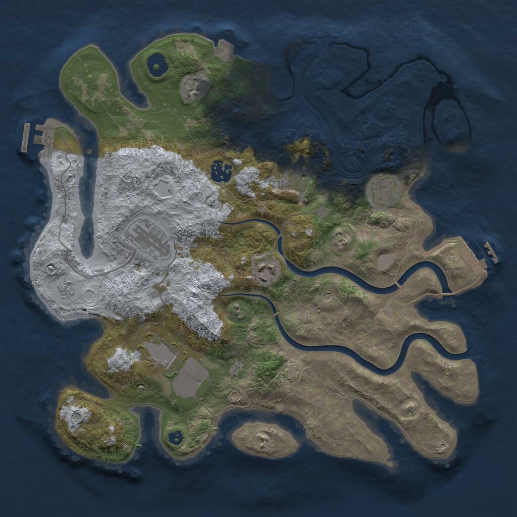 Rust Map: Procedural Map, Size: 3550, Seed: 509788, 12 Monuments