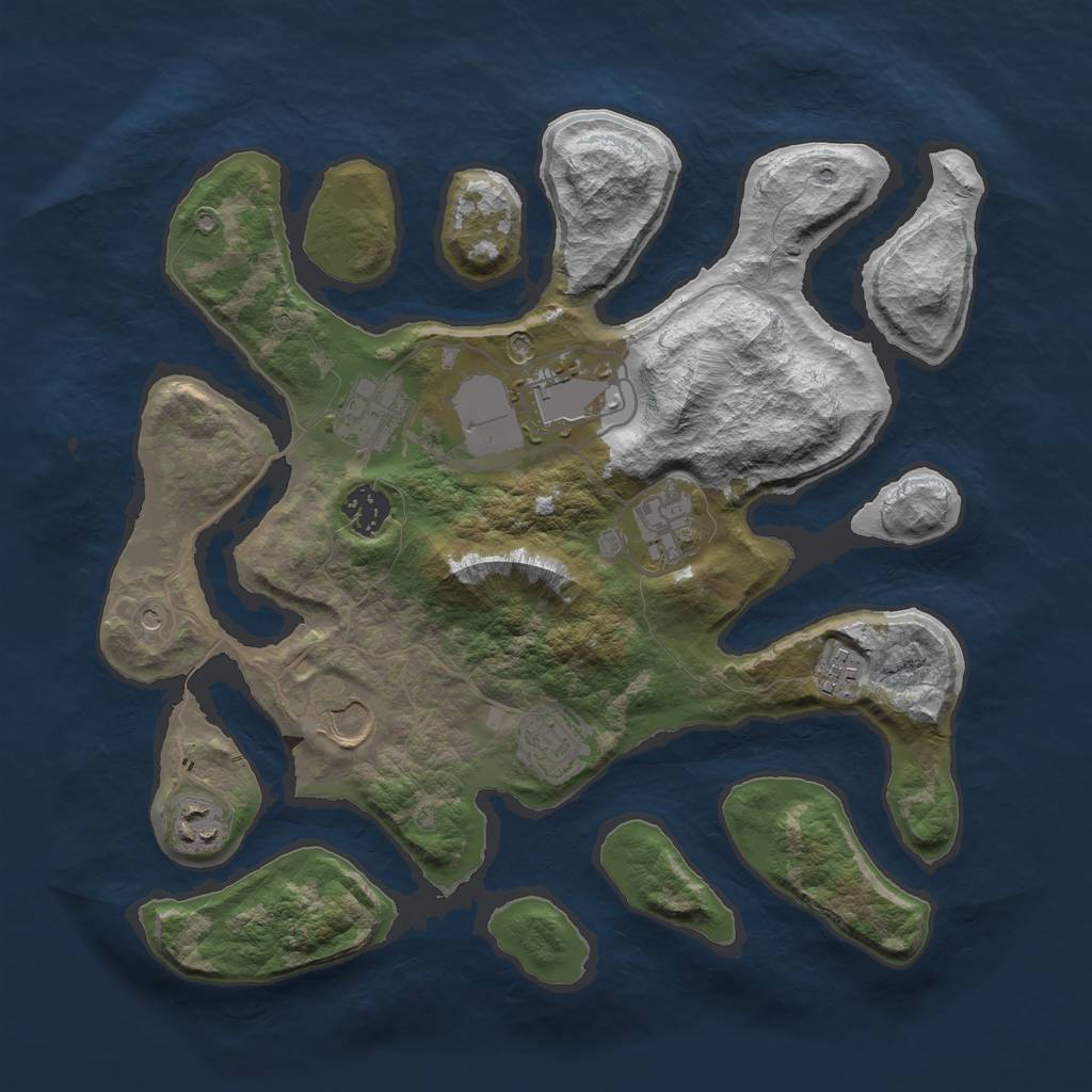 Rust Map: Barren, Size: 3500, Seed: 5000, 11 Monuments