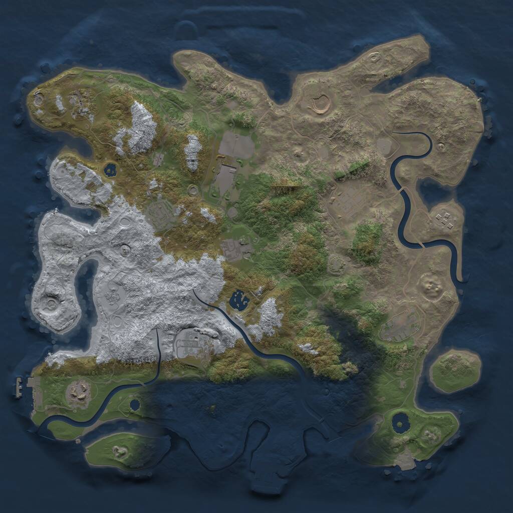 Rust Map: Procedural Map, Size: 3950, Seed: 1528901422, 17 Monuments