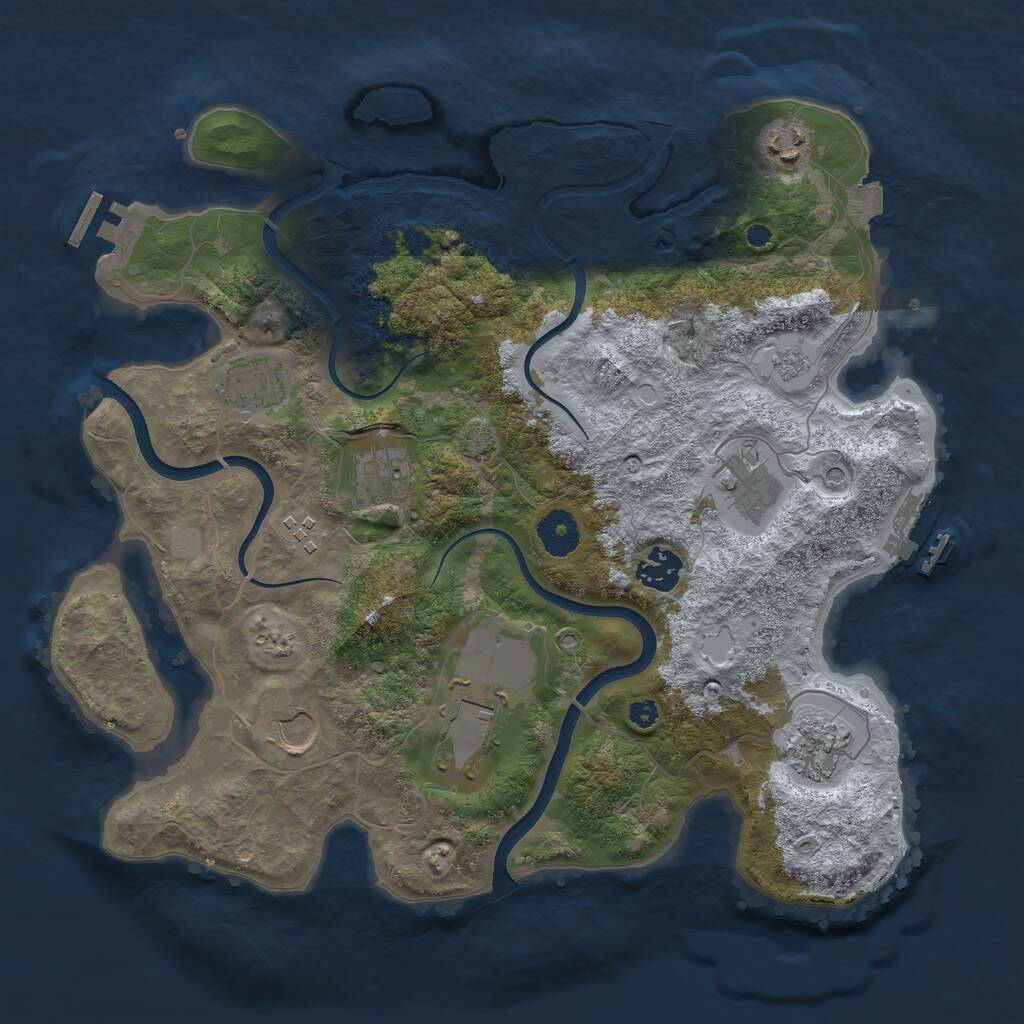 Rust Map: Procedural Map, Size: 3550, Seed: 489432, 15 Monuments
