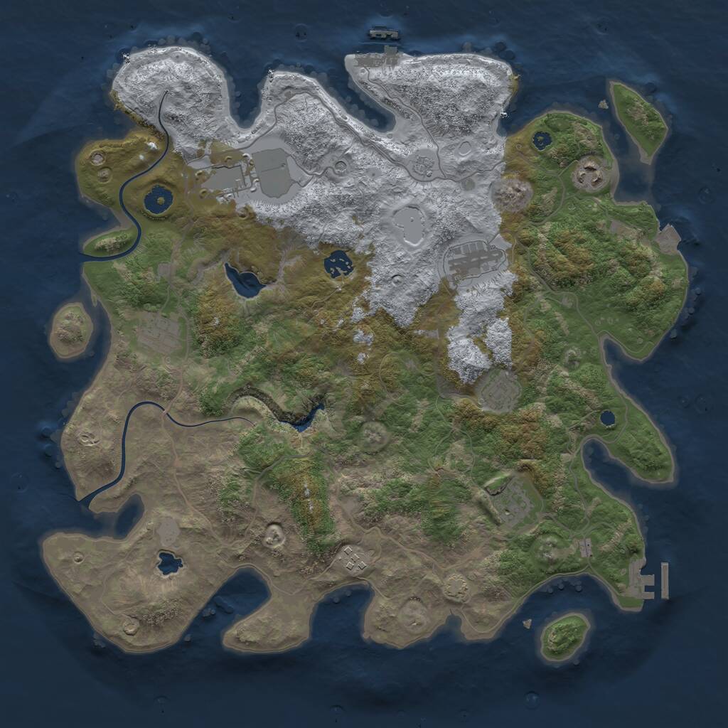 Rust Map: Procedural Map, Size: 4000, Seed: 1711668493, 14 Monuments