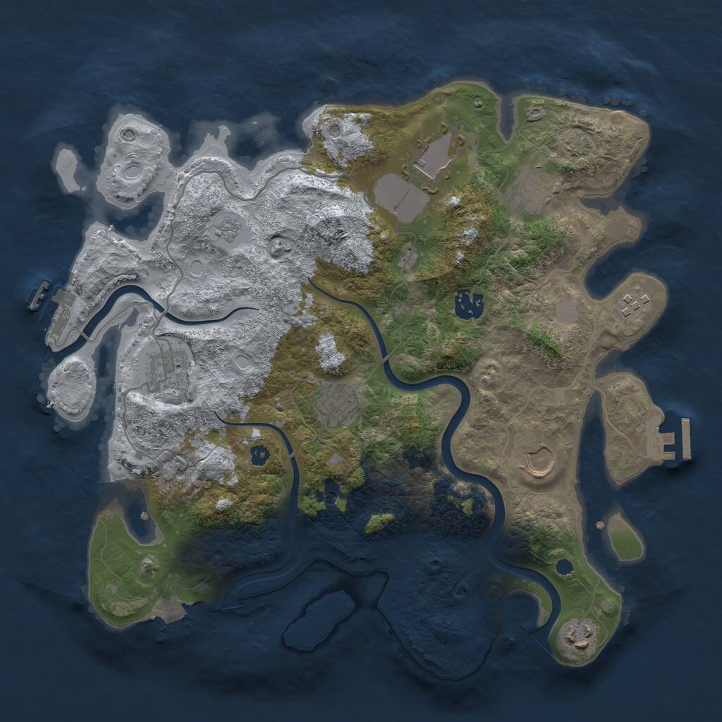 Rust Map: Procedural Map, Size: 3550, Seed: 287520, 14 Monuments