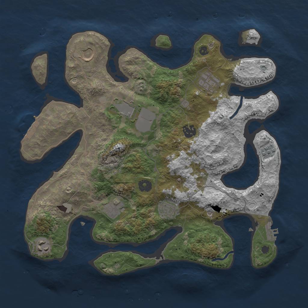Rust Map: Procedural Map, Size: 3500, Seed: 1095652035, 16 Monuments
