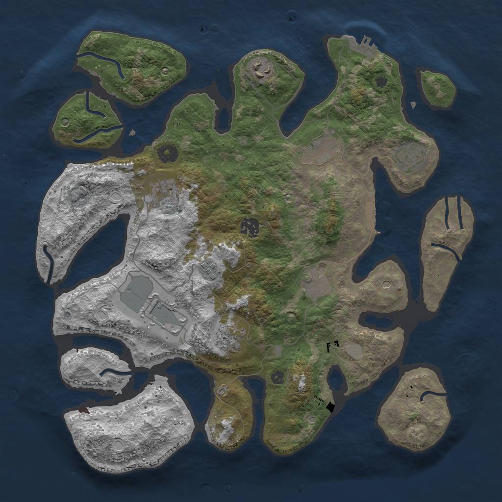 Rust Map: Procedural Map, Size: 3800, Seed: 95, 17 Monuments