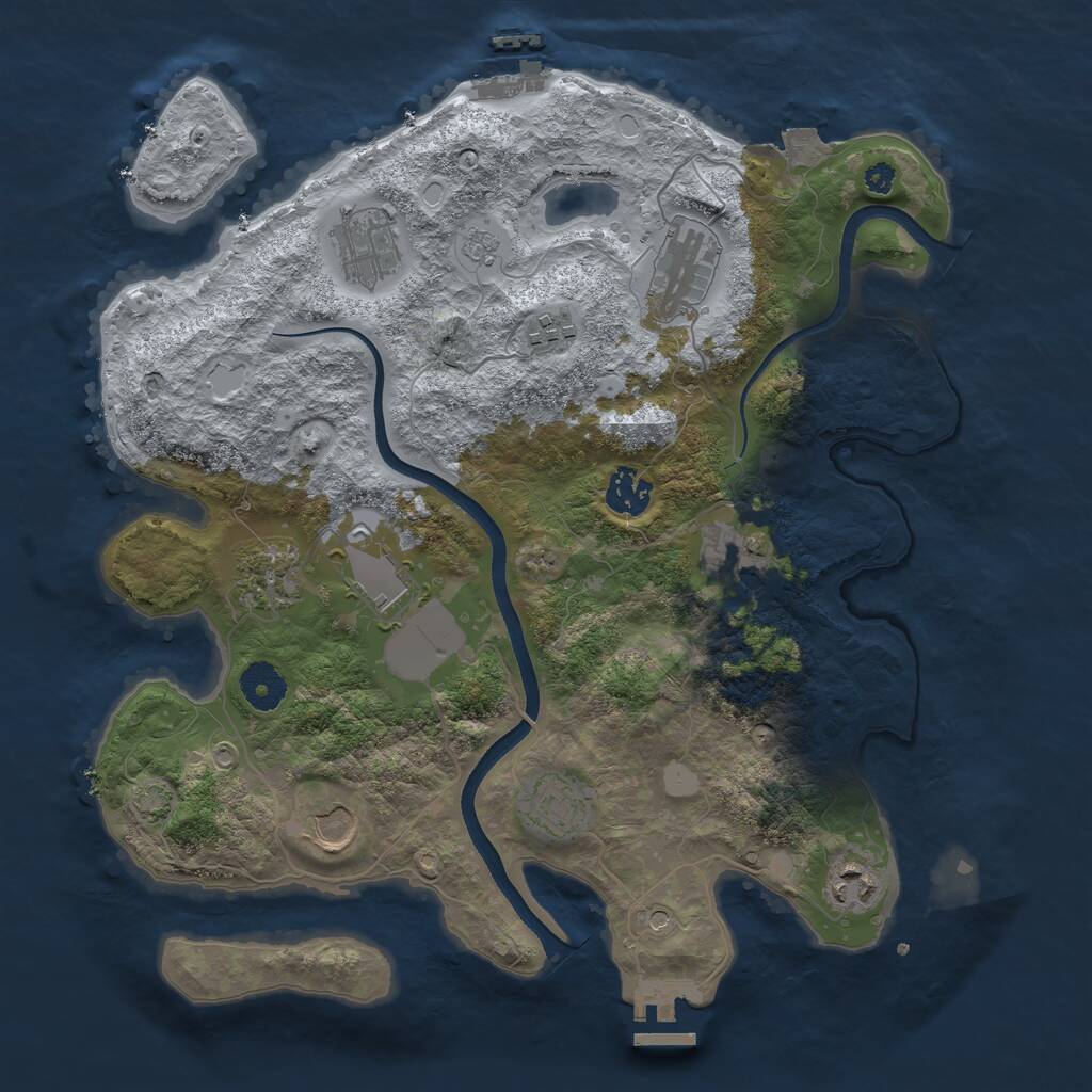 Rust Map: Procedural Map, Size: 3550, Seed: 410978, 16 Monuments