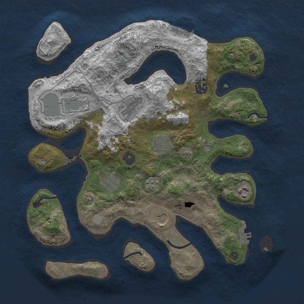 Rust Map: Procedural Map, Size: 3550, Seed: 410978, 16 Monuments