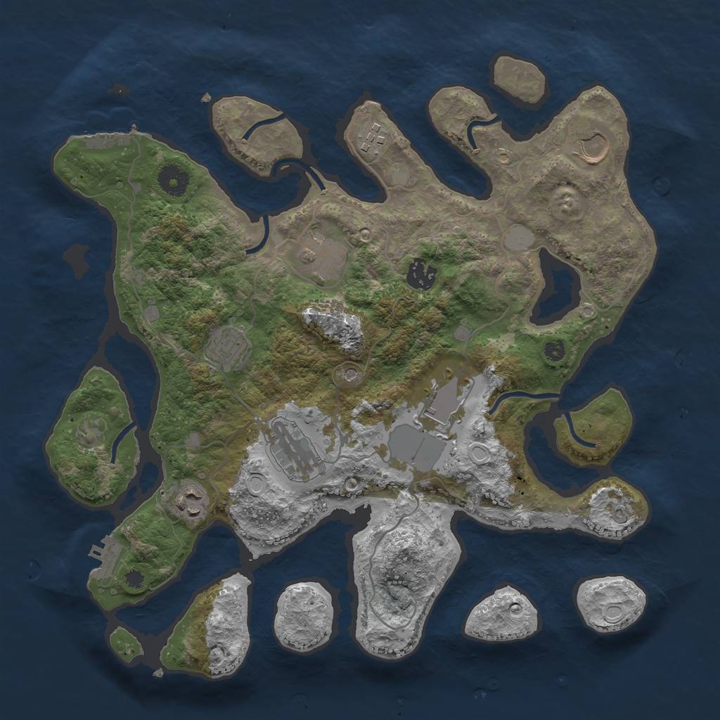 Rust Map: Procedural Map, Size: 3550, Seed: 344865, 16 Monuments