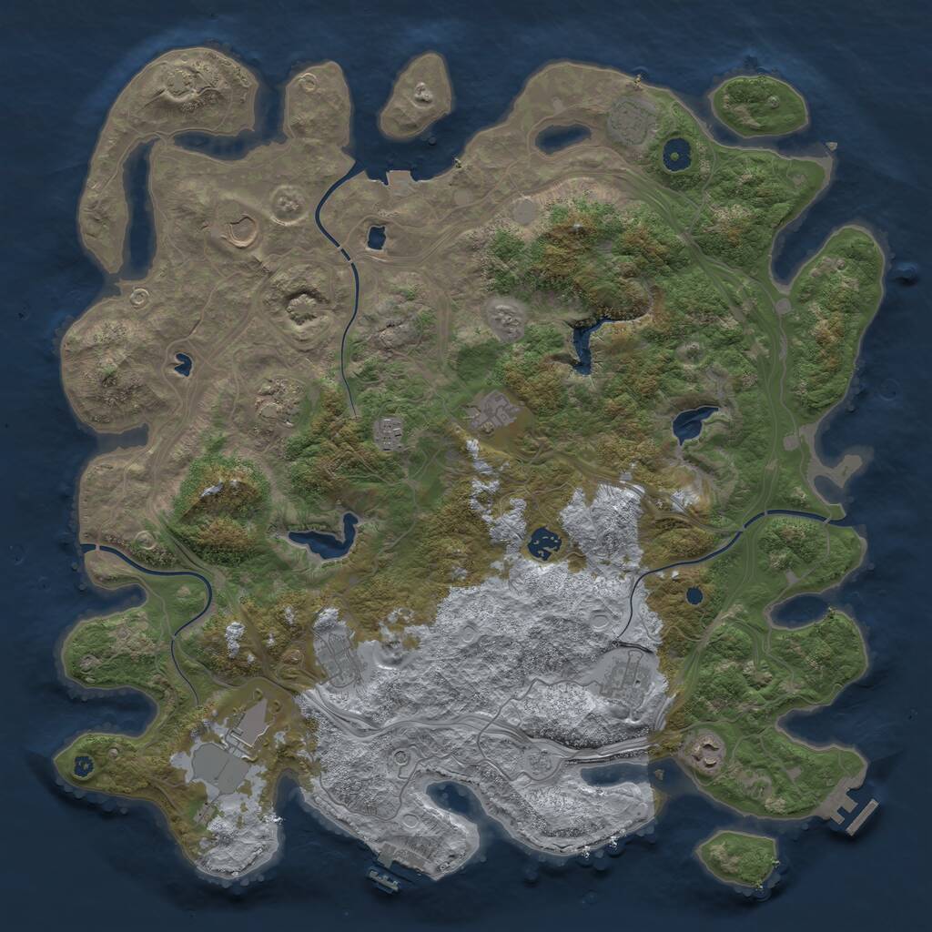 Rust Map: Procedural Map, Size: 4500, Seed: 1351053166, 16 Monuments