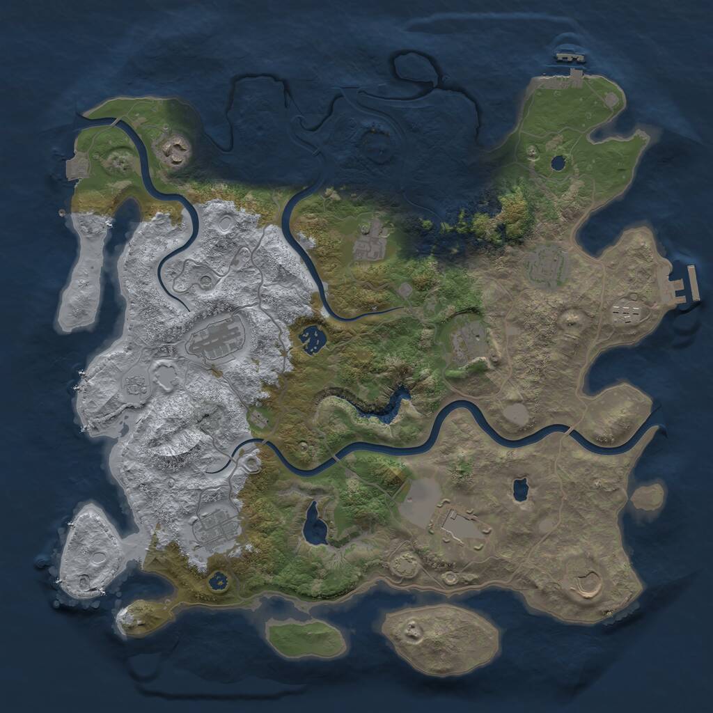 Rust Map: Procedural Map, Size: 4000, Seed: 45628567, 16 Monuments