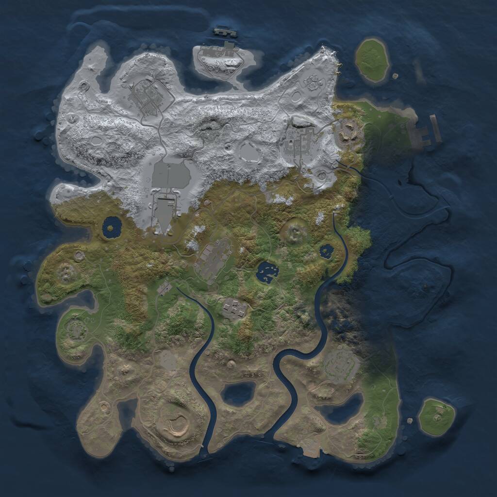 Rust Map: Procedural Map, Size: 3500, Seed: 6400681, 15 Monuments