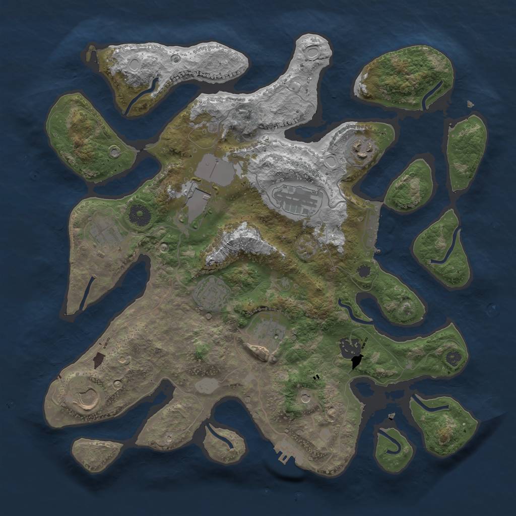 Rust Map: Procedural Map, Size: 3550, Seed: 416716, 16 Monuments
