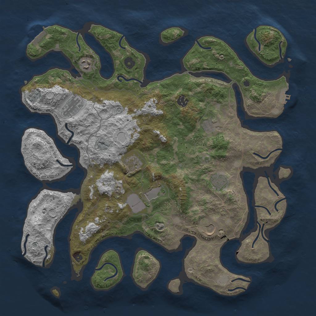 Rust Map: Procedural Map, Size: 4250, Seed: 64346854, 17 Monuments