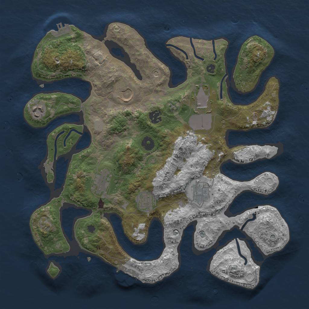 Rust Map: Procedural Map, Size: 3550, Seed: 522920, 15 Monuments