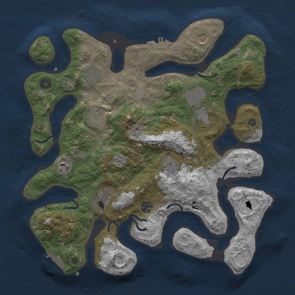 Rust Map: Procedural Map, Size: 3800, Seed: 12008228, 17 Monuments