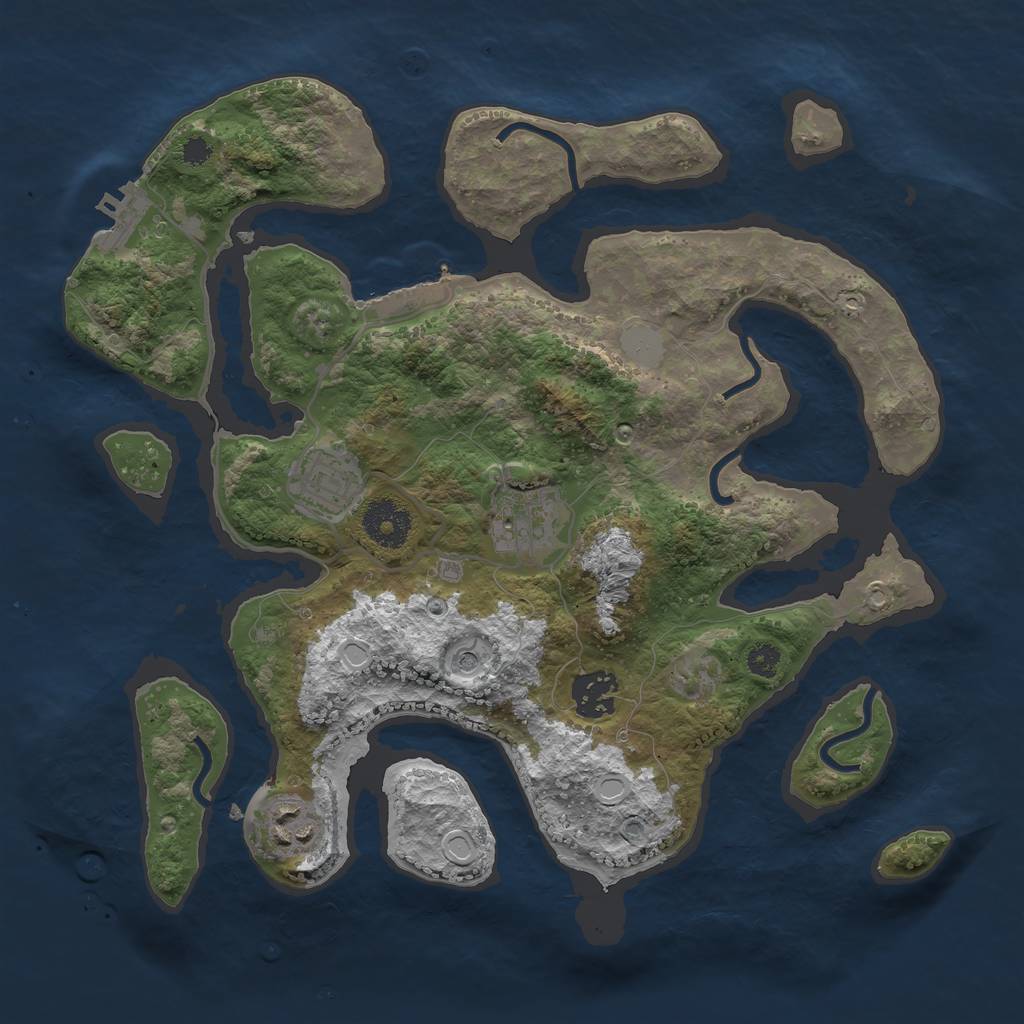 Rust Map: Procedural Map, Size: 3200, Seed: 1863441733, 12 Monuments