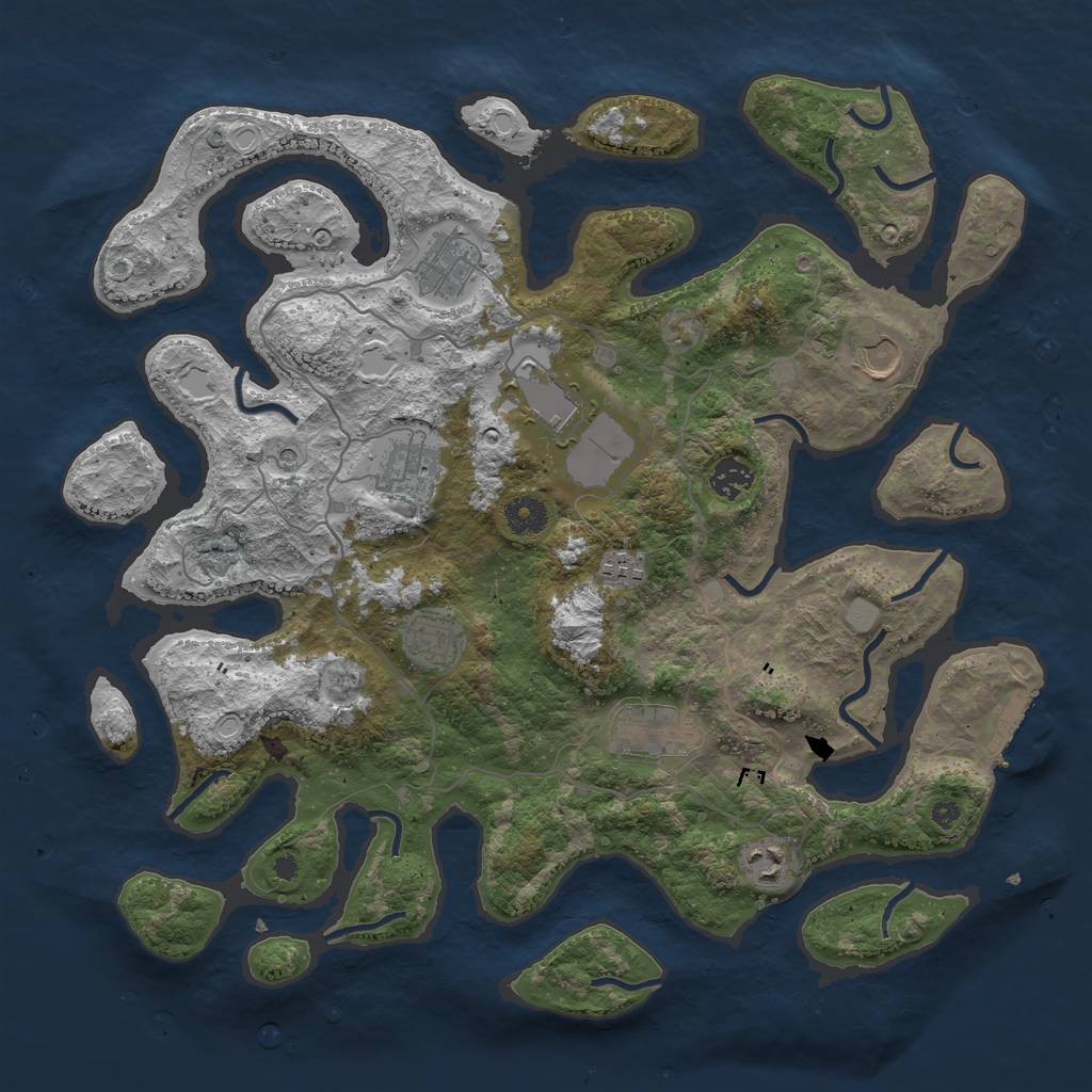Rust Map: Procedural Map, Size: 4000, Seed: 5687, 16 Monuments
