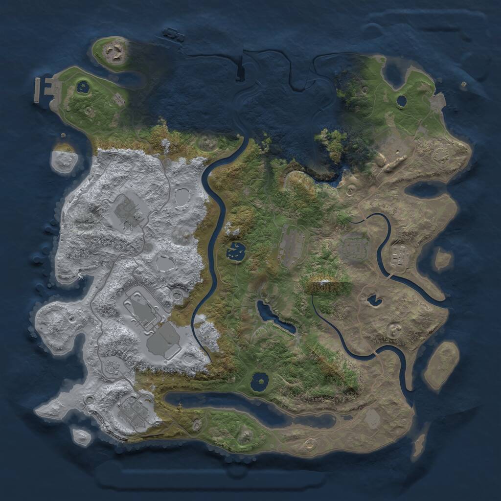 Rust Map: Procedural Map, Size: 4000, Seed: 64543, 15 Monuments