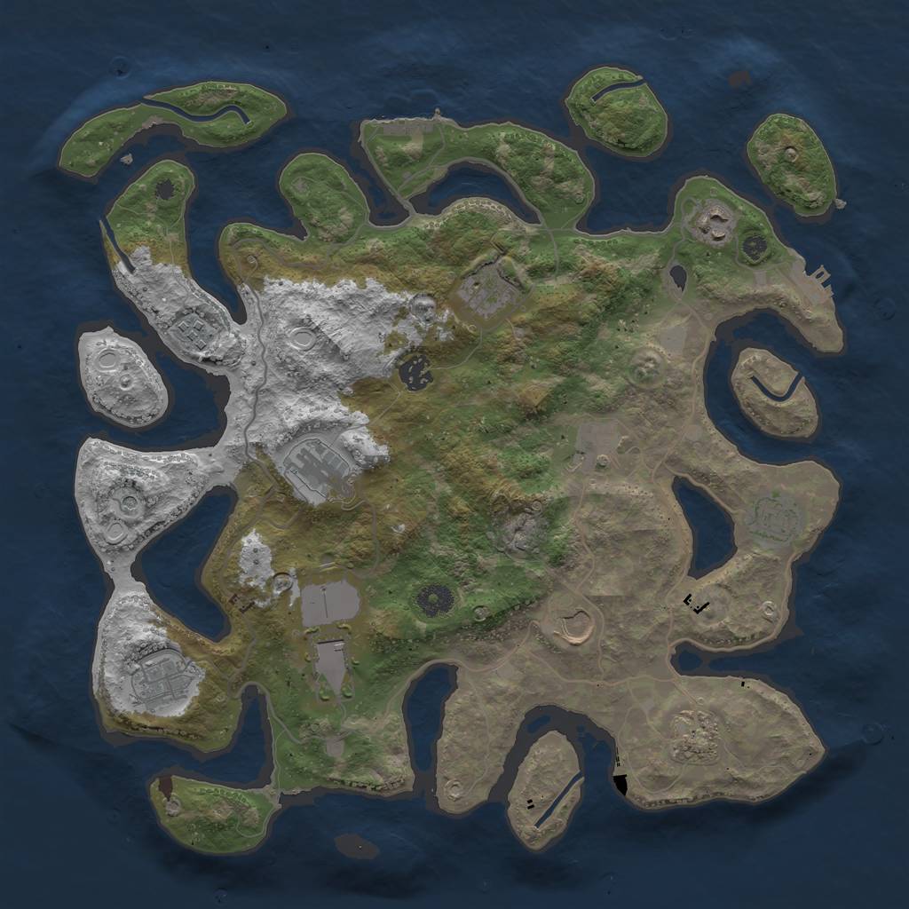 Rust Map: Procedural Map, Size: 4000, Seed: 143721, 19 Monuments