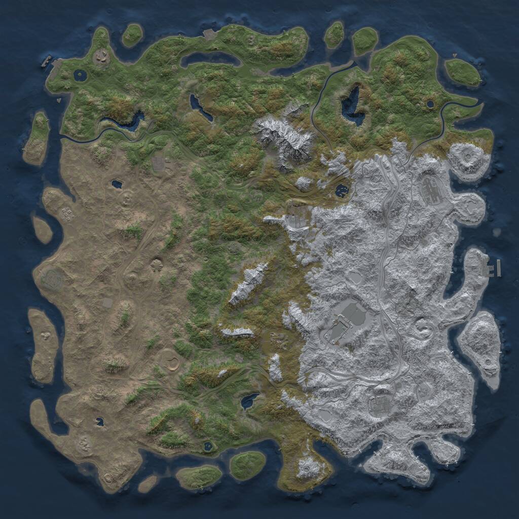 Rust Map: Procedural Map, Size: 6000, Seed: 230701, 17 Monuments