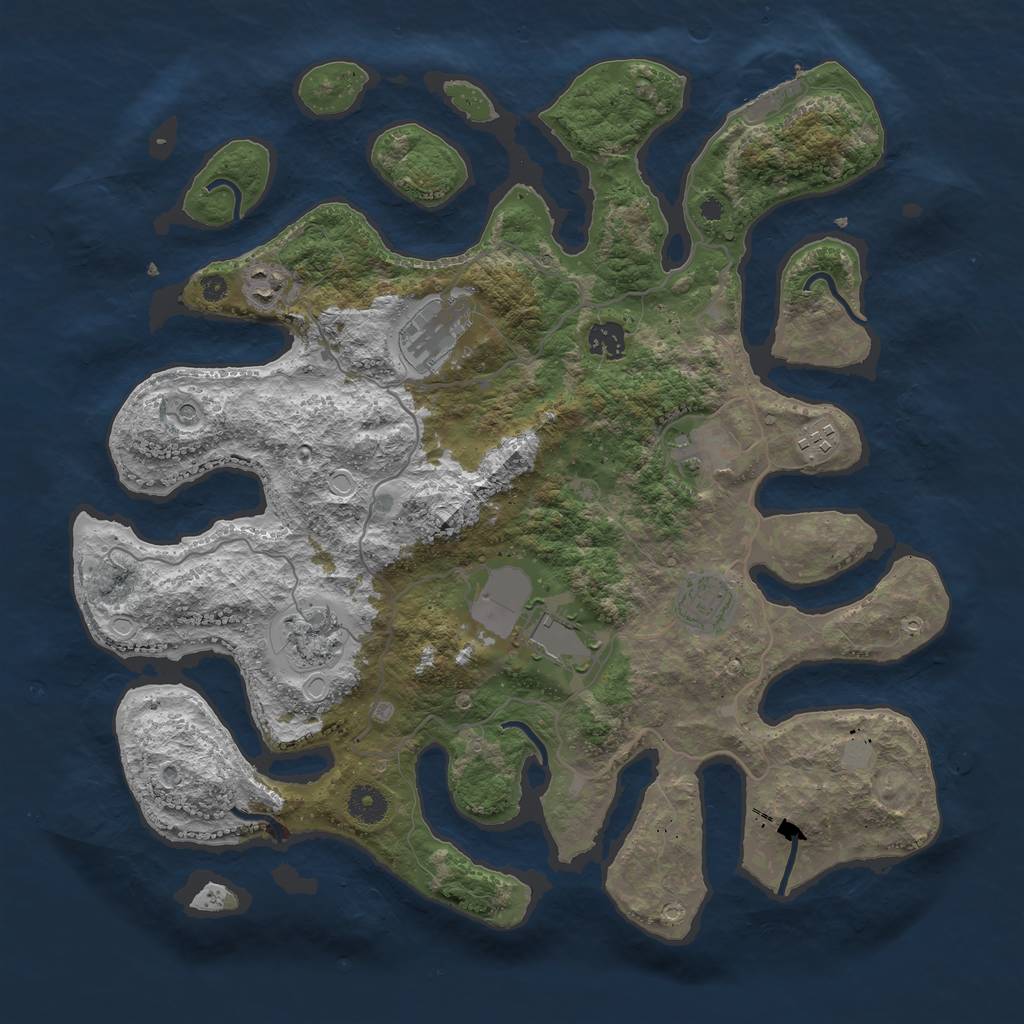 Rust Map: Procedural Map, Size: 4000, Seed: 3934784, 15 Monuments