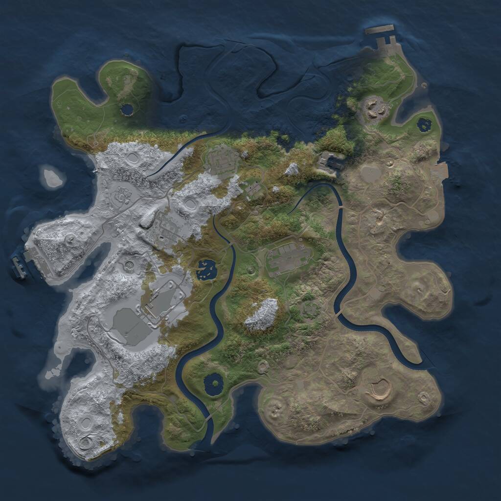 Rust Map: Procedural Map, Size: 3500, Seed: 875947639, 14 Monuments