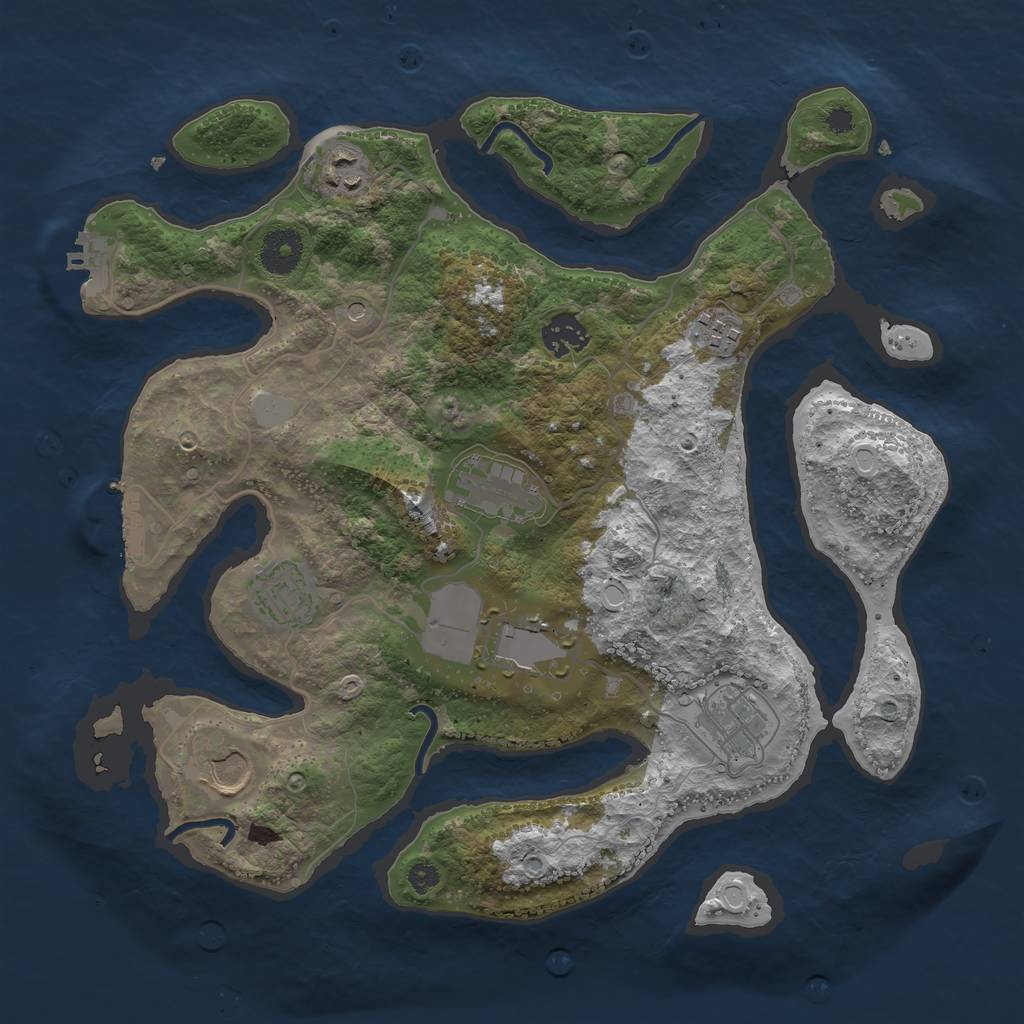 Rust Map: Procedural Map, Size: 3500, Seed: 2025951818, 16 Monuments