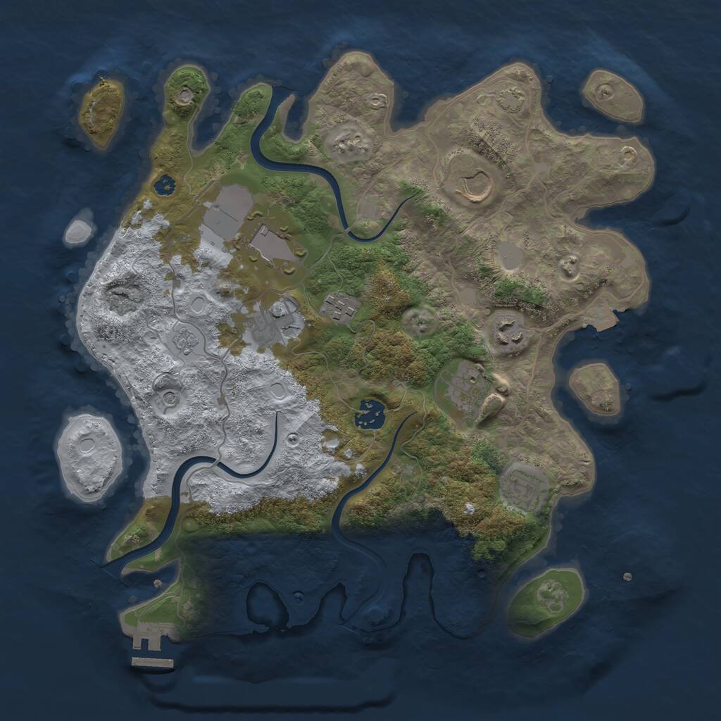 Rust Map: Procedural Map, Size: 3500, Seed: 3020, 13 Monuments