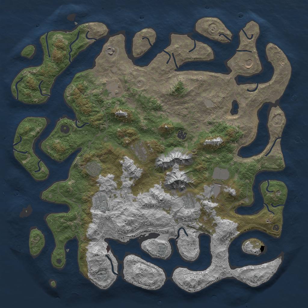 Rust Map: Procedural Map, Size: 5000, Seed: 1195501231, 16 Monuments