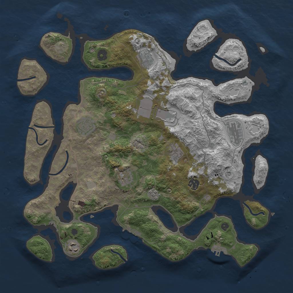 Rust Map: Procedural Map, Size: 4000, Seed: 2103824812, 17 Monuments