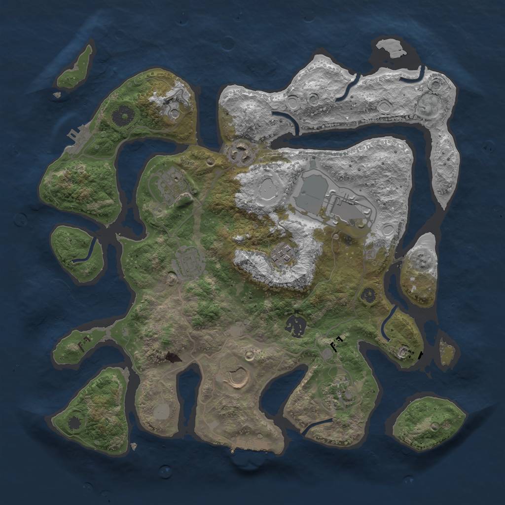 Rust Map: Procedural Map, Size: 3550, Seed: 534115, 16 Monuments