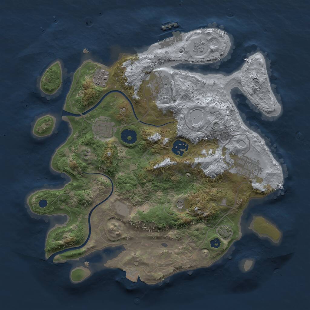 Rust Map: Procedural Map, Size: 3000, Seed: 166826723, 10 Monuments