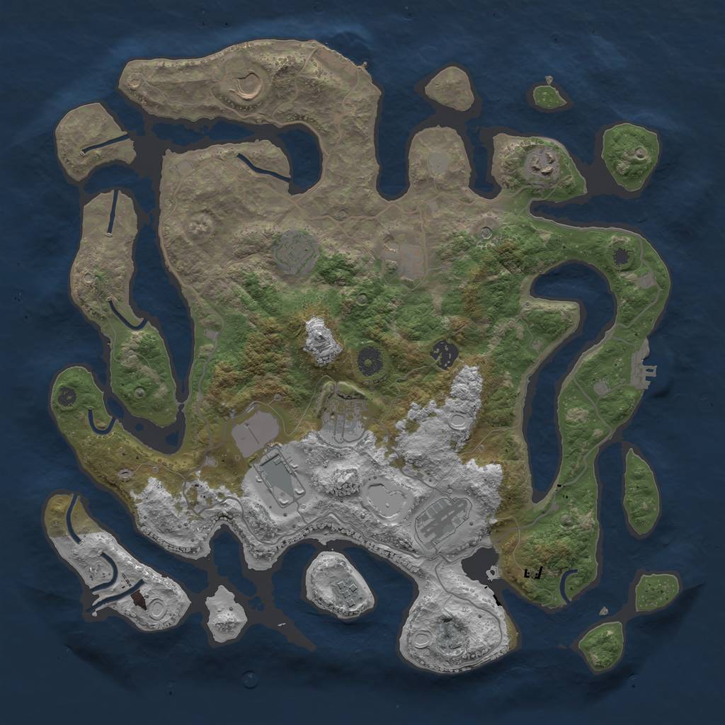 Rust Map: Procedural Map, Size: 4000, Seed: 28643834, 17 Monuments