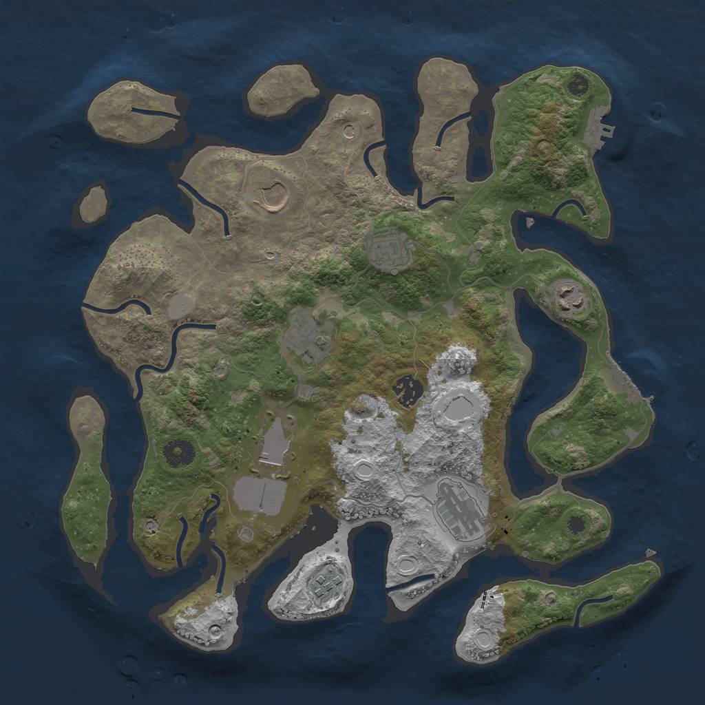 Rust Map: Procedural Map, Size: 3550, Seed: 28306, 16 Monuments