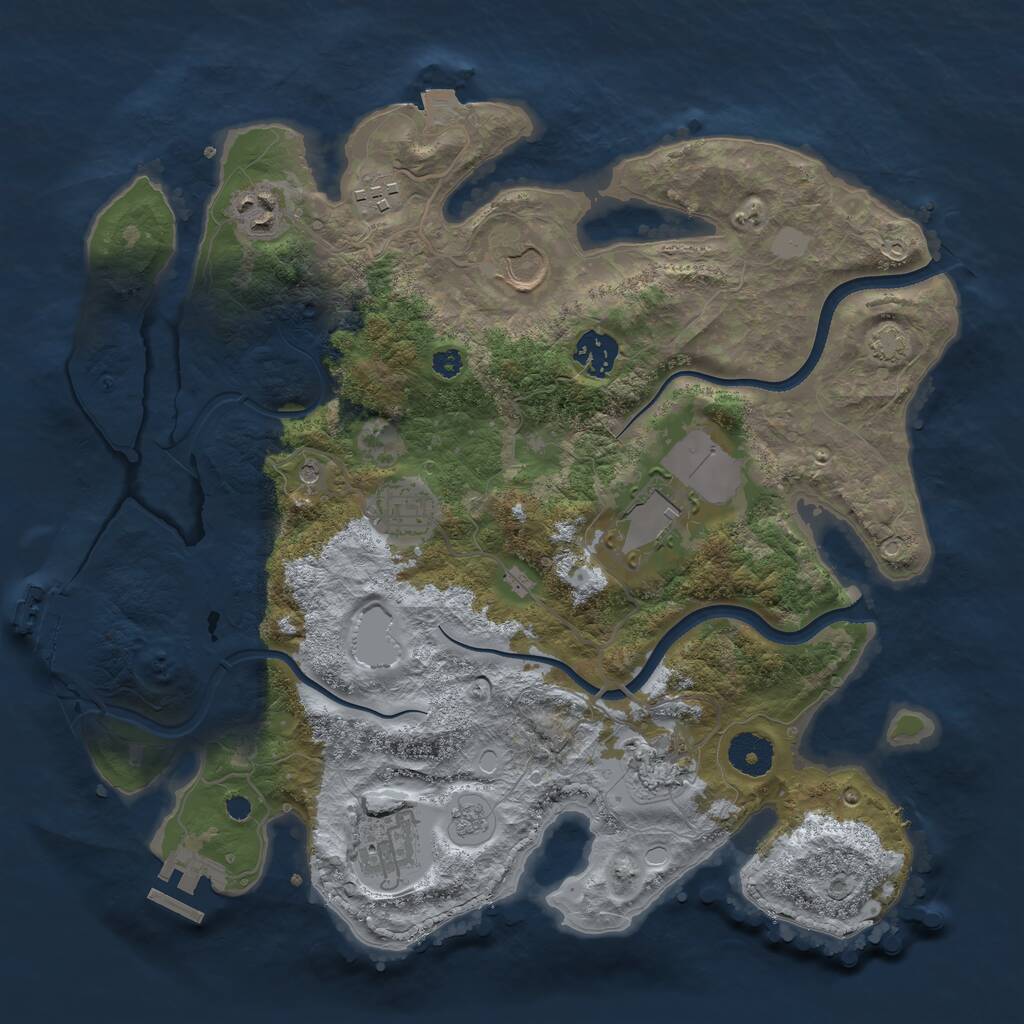Rust Map: Procedural Map, Size: 3500, Seed: 171221, 14 Monuments