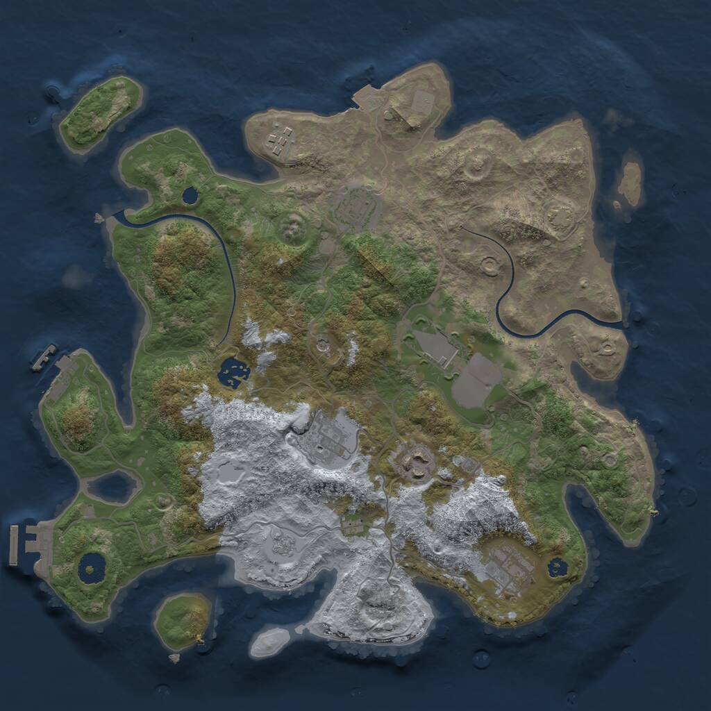Rust Map: Procedural Map, Size: 3550, Seed: 66633, 13 Monuments