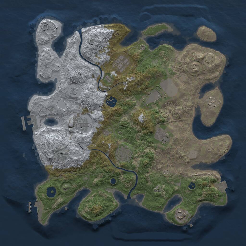 Rust Map: Procedural Map, Size: 3550, Seed: 932517, 14 Monuments