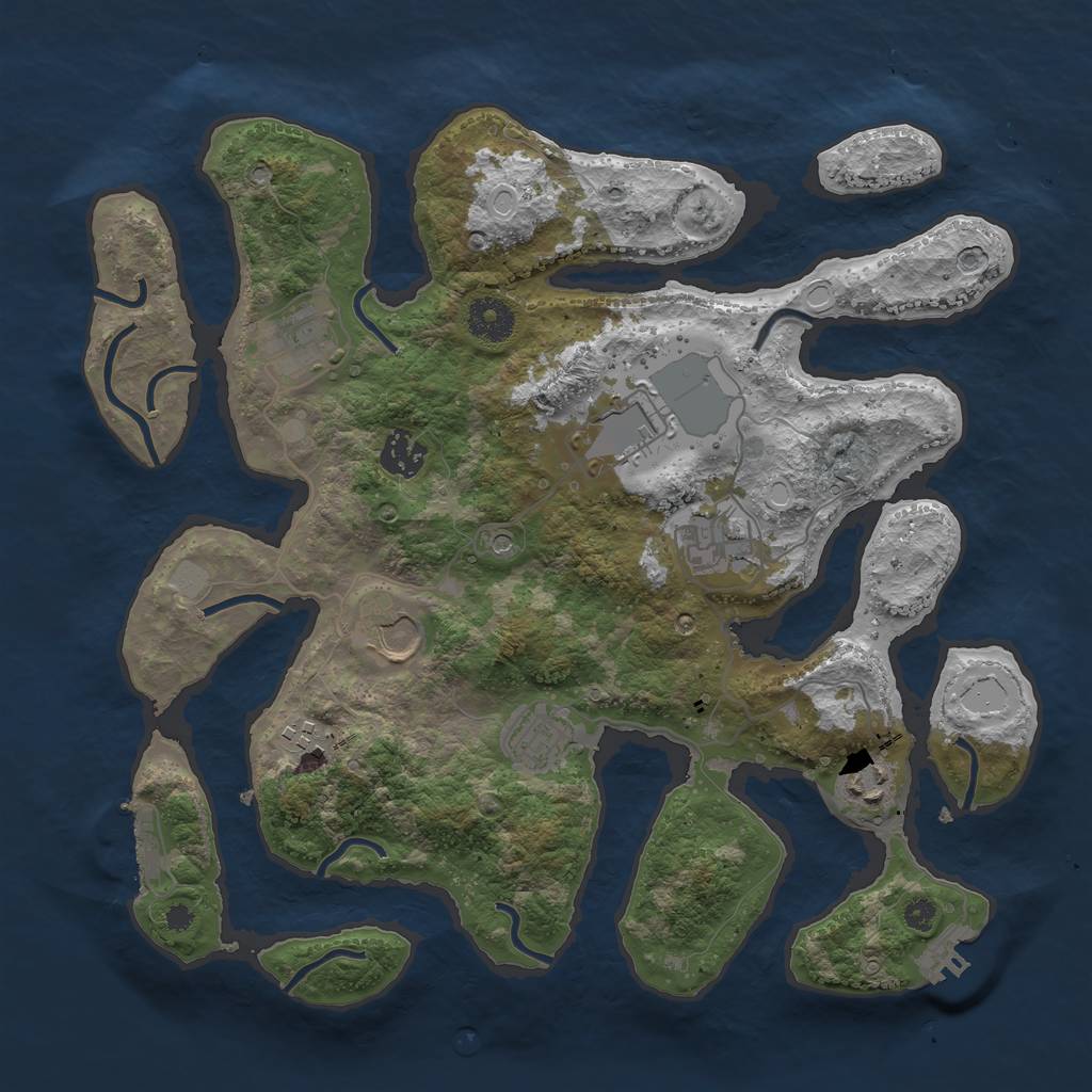 Rust Map: Procedural Map, Size: 3550, Seed: 426970, 16 Monuments