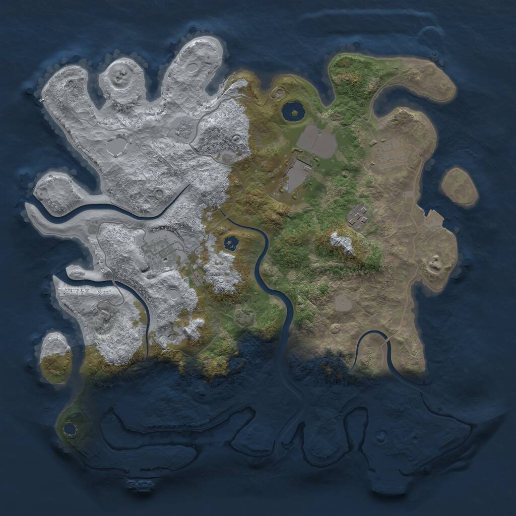 Rust Map: Procedural Map, Size: 3550, Seed: 611161, 10 Monuments