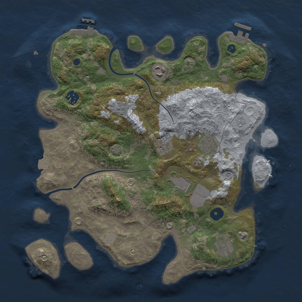 Rust Map: Procedural Map, Size: 3550, Seed: 695800, 13 Monuments