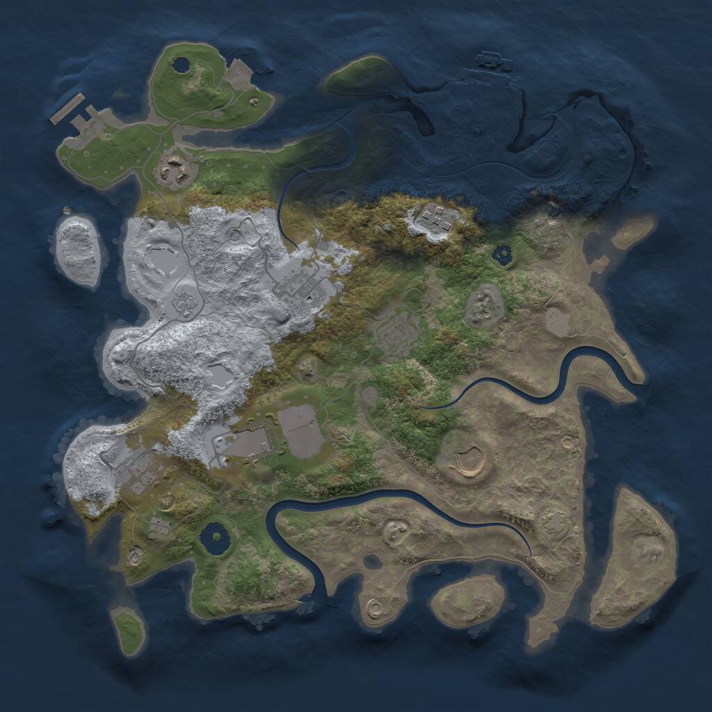 Rust Map: Procedural Map, Size: 3500, Seed: 1237556291, 13 Monuments