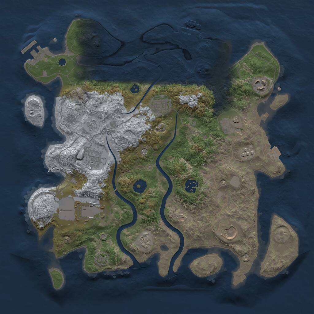 Rust Map: Procedural Map, Size: 3500, Seed: 1237556291, 14 Monuments