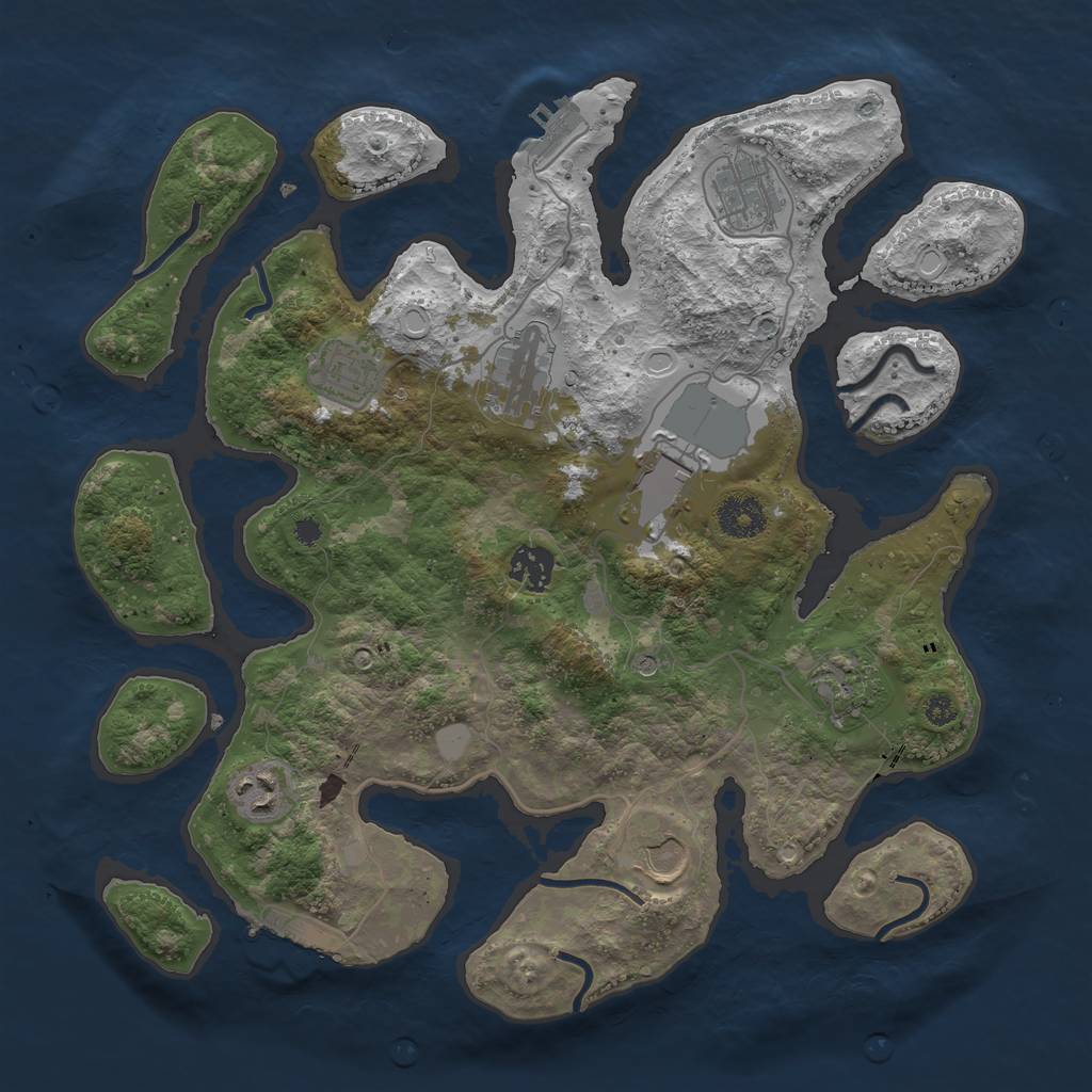 Rust Map: Procedural Map, Size: 3550, Seed: 418911, 16 Monuments