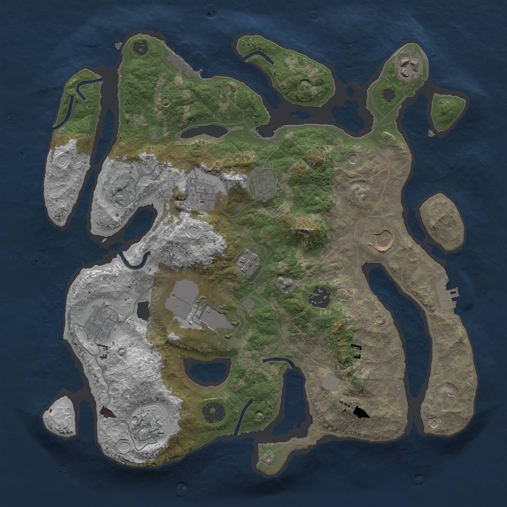 Rust Map: Procedural Map, Size: 3500, Seed: 12618, 17 Monuments